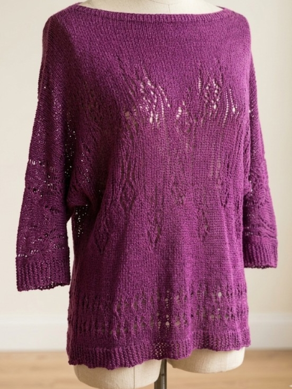 Last Chance Plum Boatneck Knit Sweater (Sz M) Fall Cottagecore Layer